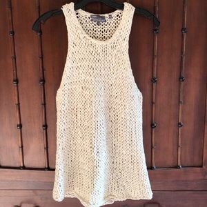 VINCE hand knit loose weave cotton tank sweater L
